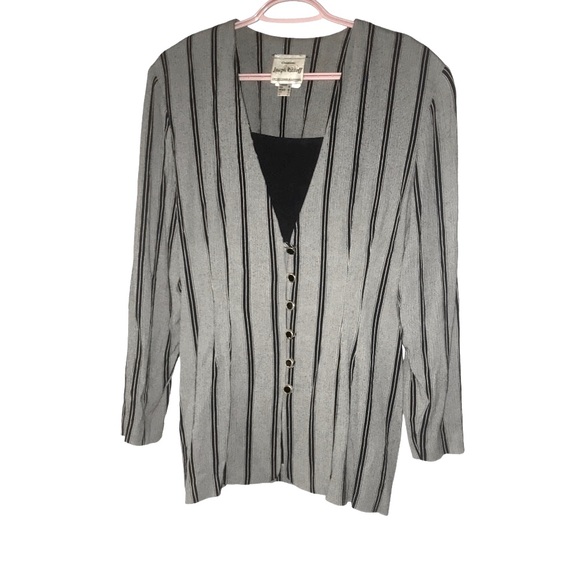 🔥HP🔥JOSEPH RIBKOFF Creations VTG Rare Button Front Monochrome Striped Blazer - Picture 1 of 4
